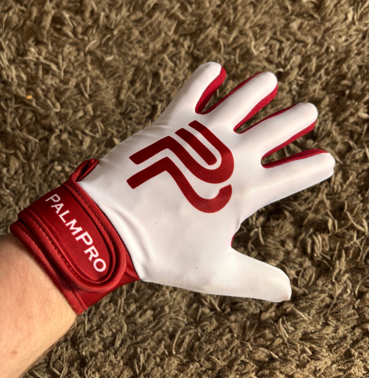 Maroon and White Gaelic Gloves